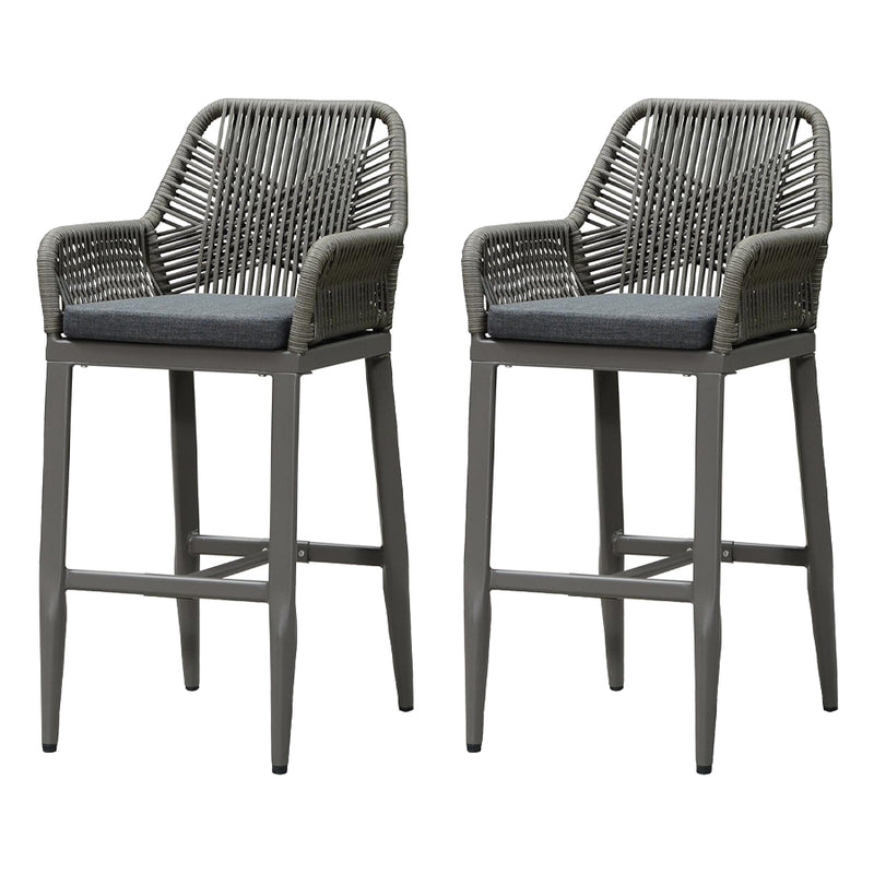 PURPLE LEAF Modern Bar Stools Set of 2, Aluminum Bar Stool with Cushion for Indoor and Outdoor, Kitchen Island