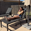 PURPLE LEAF Outdoor Lounge Chair Patio Chaise Pool Lounger Aluminum Frame with Side Table and Wheels for Outside Sunbathing Tanning Recliner Including Pillows