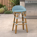 PURPLE LEAF Patio Oversized Backrest Bar Height Stool Set of 2 Outdoor Round Barstools Aluminum Frame Woven Rattan for Indoor Kitchen Dining Bistros Cafe Restaurant