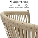 PURPLE LEAF Counter Stools, Bar Stools Set of 2 Rattan Bar Stools Wicker Bar Chairs Woven Aluminum Barstools with Back and Cushions