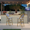 Clearance-PURPLE LEAF French Bar Stool Set of 2 Outdoor Bar Patio Bar Height Stools Kitchen Counter Chair