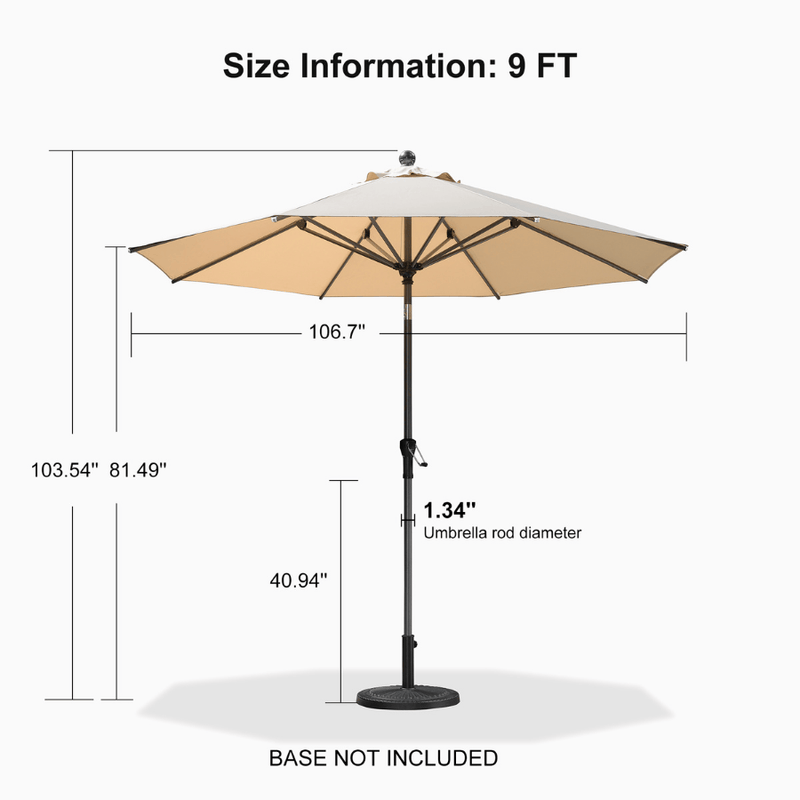 PURPLE LEAF Crank and Tilt Table Umbrella Outdoor Patio Market Umbrella with Visible Hand Crank System
