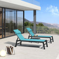 PURPLE LEAF Outdoor Lounge Chair Patio Chaise Pool Lounger Aluminum Frame with Side Table and Wheels for Outside Sunbathing Tanning Recliner Including Pillows
