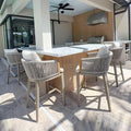 Purple Leaf modern rattan outdoor bar stools with rope backs and cushions for kitchen island.
