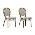 PURPLE LEAF Patio Dining Chair Set of 2 French Aluminium Frame Chairs with Rattan for Indoor Kitchen Deck Bistros Cafe Restaurant