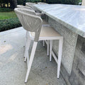 PURPLE LEAF Bar Stool Rattan Bar Stools Counter Stools with Back Metal Bar Height Stool Outdoor Bar Chair for Garden Kitchen