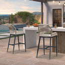 PURPLE LEAF Bar Stools Set of 2 Modern Rattan Bar Stools Counter Stools with Cushions for Outdoor Kitchen Island Stools