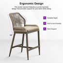 Clearance - PURPLE LEAF Patio Sunbrella Bar Stools Rattan Bar Aluminum Bar Stool Outdoor Barstools with Back and Cushion for Garden Kitchen Island