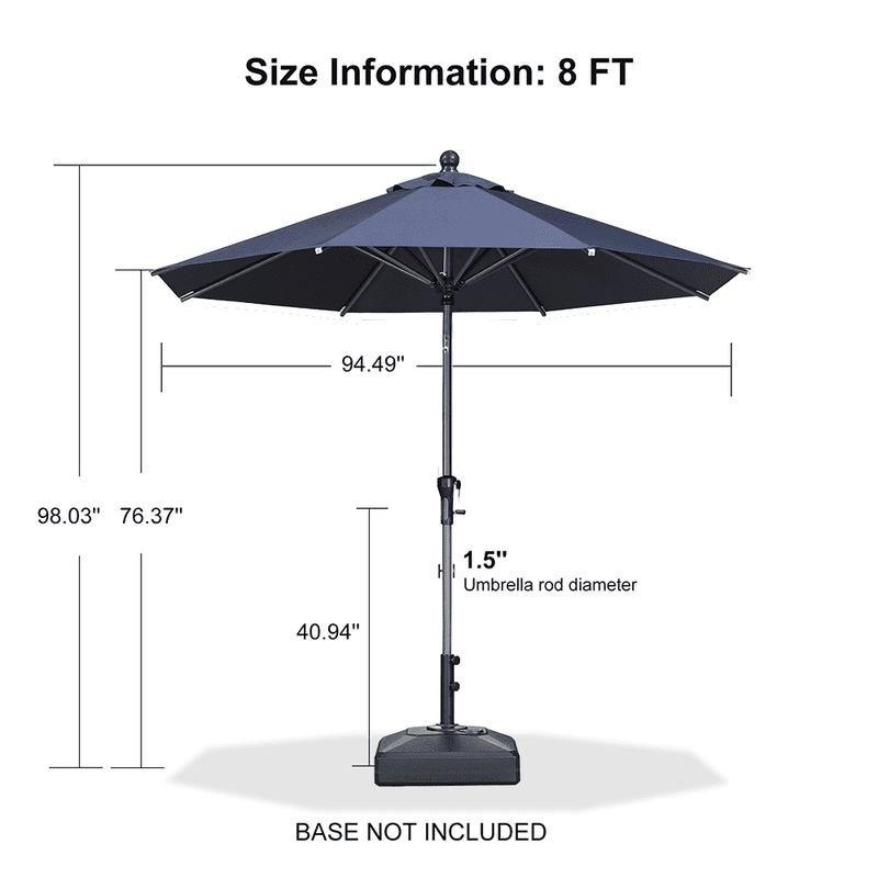 PURPLE LEAF Crank and Tilt Table Umbrella Outdoor Patio Market Umbrella with Visible Hand Crank System