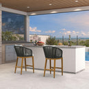 PURPLE LEAF Outdoor Bar Stools Patio Modern Aluminum Rattan High Back & Arms Bar Chairs with Removable Cushions and Pillows  for Outdoor or Indoor