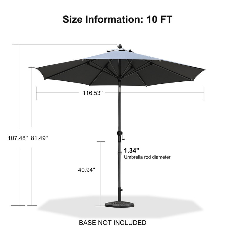 PURPLE LEAF Crank and Tilt Table Umbrella Outdoor Patio Market Umbrella with Visible Hand Crank System