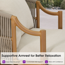 PURPLE LEAF Outdoor Lounge Chair, Patio Chaise Lounge with Cushioned Seat & Supportive Armrests, Ergonomic Aluminum Pool Lounge Chairs for Backyard Deck Poolside, Teak