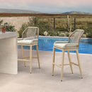 PURPLE LEAF Patio Bar Stools Counter Stools Outdoor Rattan Chairs with Back Modern Aluminum Woven Barstools for Garden Patio Kitchen Indoor
