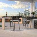 PURPLE LEAF Counter Height Bar Stool Set of 2 Outdoor Stool Chair with Footrest Patio Bar Height Stools Rattan Barstools for Outdoor or Indoor