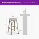 PURPLE LEAF Patio French Round Counter Stool Set of 2 Rattan Backless Stackable Barstools Aluminum Frame Footrest with Woven Wicker for Outdoor Kitchen Yard