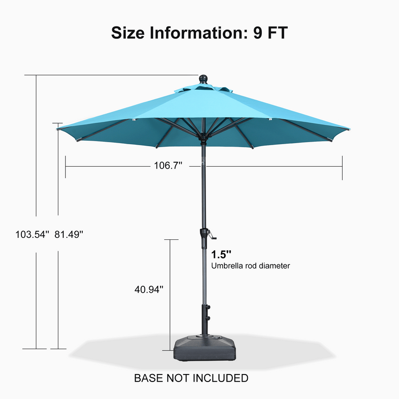 PURPLE LEAF Crank and Tilt Table Umbrella Outdoor Patio Market Umbrella with Visible Hand Crank System