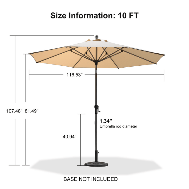 PURPLE LEAF Crank and Tilt Table Umbrella Outdoor Patio Market Umbrella with Visible Hand Crank System