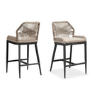 OPEN BOX I PURPLE LEAF 2 Set Outdoor Bar Stool Chair Set, Modern Counter Height Bar Stool, Cushion Included