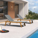 PURPLE LEAF Extra Large Patio Chaise Lounge French Outdoor Wicker Lounger Matte Teak Aluminum Frame 771LBS Capacity PE Rattan Adjustable Backrest for Pool Garden Beach Backyard