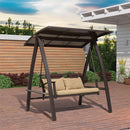 PURPLE LEAF Outdoor Porch Swing with Adjustable PVC Canopy and Side Cup Holder for Outside Garden Porch, Cushion and Pillows Included