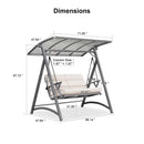 PURPLE LEAF Outdoor Deluxe Modern Swing Chairs with PVC Canopy, Swing for Patio Gadern Porch, Solar LED Light and Cushions Included