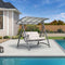PURPLE LEAF Outdoor Deluxe Modern Swing Chairs with PVC Canopy, Swing for Patio Gadern Porch, Solar LED Light and Cushions Included