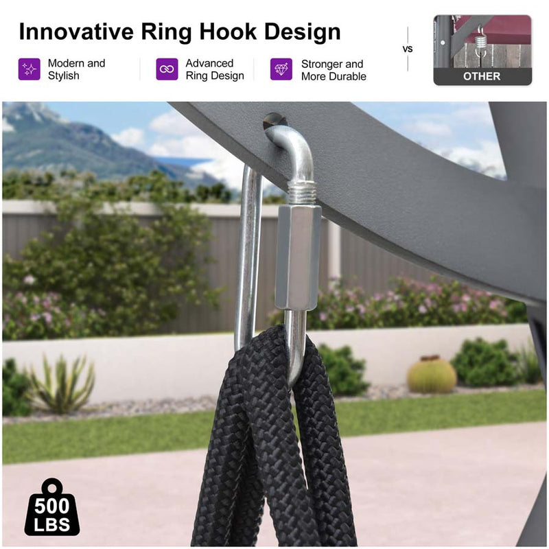 PURPLE LEAF Outdoor Deluxe Modern Swing Chairs with PVC Canopy, Swing for Patio Gadern Porch, Solar LED Light and Cushions Included