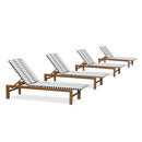 PURPLE LEAF Outdoor Teak Chaise Lounge Chair, Wood Grain Aluminum Outdoor Pool Lounge Chairs with Adjustable Backrest, Breathable Recliner for Patio, Poolside, Garden