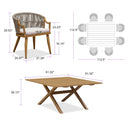 PURPLE LEAF Outdoor Dining Set All Weather Wicker Patio Dining Set with Rectangular Aluminum Table and Modern Armrest Dining Chairs for Garden Deck Backyard Kitchen