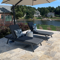 PURPLE LEAF Patio Chaise Lounge with Cushion Aluminum Tanning Chair Lounge Adjustable Reclining Set