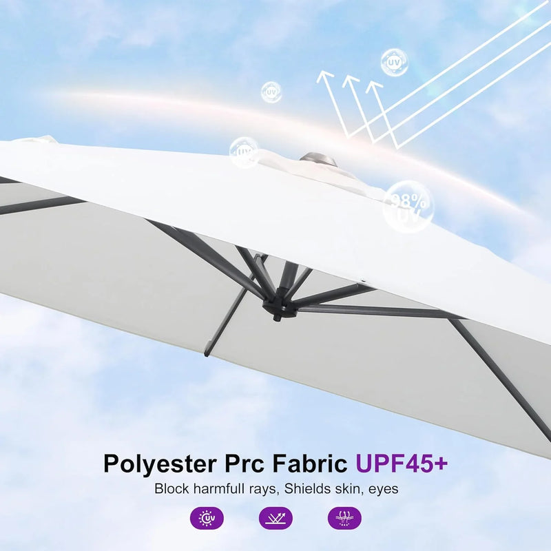 PURPLE LEAF Pool Umbrella Outdoor Cantilever Umbrella with In-ground Base