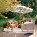 PURPLE LEAF Double-Sided Outdoor Market Table Umbrella with Base for Pool