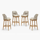 PURPLE LEAF Outdoor Swivel Counter Height Bar Stools Set of 2 Patio 360° Rotating All-Weather Wicker Stools with Back and Cushion for Outside Backyard Kitchen Bistro Garden Bar