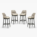 PURPLE LEAF Outdoor Swivel Counter Height Bar Stools Set of 2 Patio 360° Rotating All-Weather Wicker Stools with Back and Cushion for Outside Backyard Kitchen Bistro Garden Bar