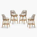 PURPLE LEAF Outdoor Swivel Counter Height Bar Stools Set of 2 Patio 360° Rotating All-Weather Wicker Stools with Back and Cushion for Outside Backyard Kitchen Bistro Garden Bar