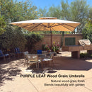 PURPLE LEAF Double Top 9 / 10 / 11 / 12 ft Square Aluminum Sun Umbrellas in Wood Color