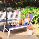 PURPLE LEAF Outdoor Chaise Lounge Set Adjustable Sunbathing Recliner with Side Table for Beach Poolside Patio Outside Aluminum Chaise Lounger