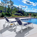 PURPLE LEAF Outdoor Chaise Lounge Set Adjustable Sunbathing Recliner with Side Table for Beach Poolside Patio Outside Aluminum Chaise Lounger
