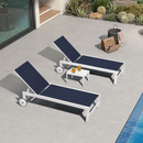 PURPLE LEAF Outdoor Chaise Lounge Set Adjustable Sunbathing Recliner with Side Table for Beach Poolside Patio Outside Aluminum Chaise Lounger