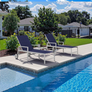 PURPLE LEAF Outdoor Chaise Lounge Set Adjustable Sunbathing Recliner with Side Table for Beach Poolside Patio Outside Aluminum Chaise Lounger