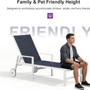 PURPLE LEAF Outdoor Chaise Lounge Set Adjustable Sunbathing Recliner with Side Table for Beach Poolside Patio Outside Aluminum Chaise Lounger