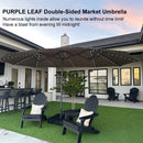 PURPLE LEAF 15'X9' double-sided large patio market taupe umbrella with light and free base.Numerous lights inside allow you to reunite without time limit!
Have a blast from evening till midnight!