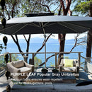 PURPLE LEAF Rectangular Large Outdoor Cantilever Umbrella With Base for Garden, Pool