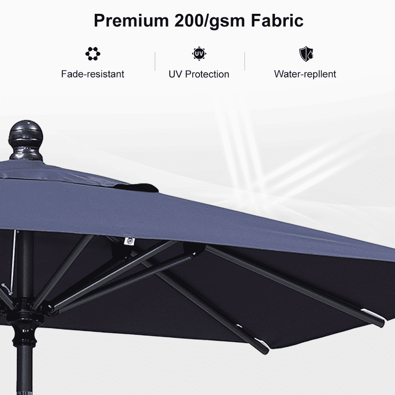 PURPLE LEAF Crank and Tilt Table Umbrella Outdoor Patio Market Umbrella with Visible Hand Crank System