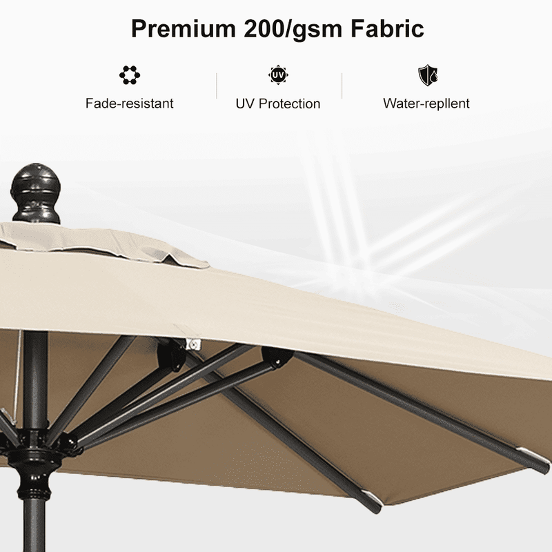 PURPLE LEAF Crank and Tilt Table Umbrella Outdoor Patio Market Umbrella with Visible Hand Crank System