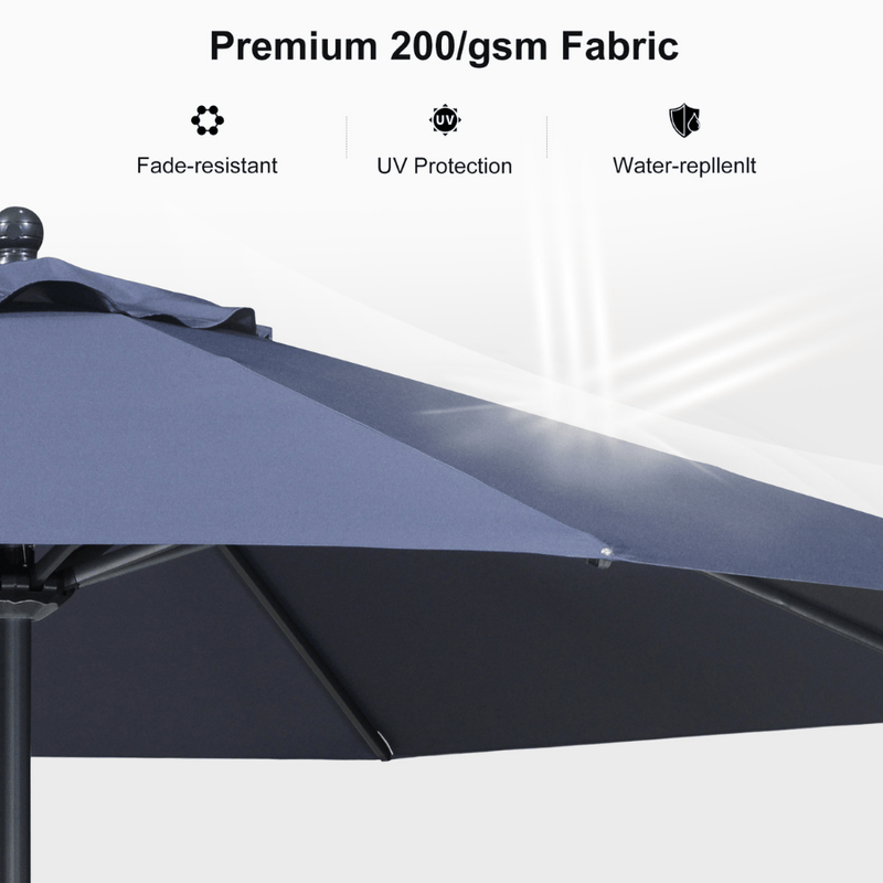 PURPLE LEAF Aluminum Patio Table Umbrella Heavy Duty Market Umbrella with Base