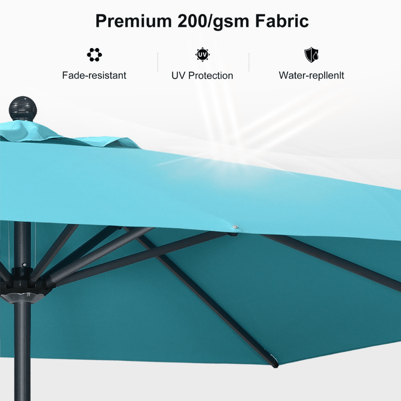 PURPLE LEAF Aluminum Patio Table Umbrella Heavy Duty Market Umbrella with Base