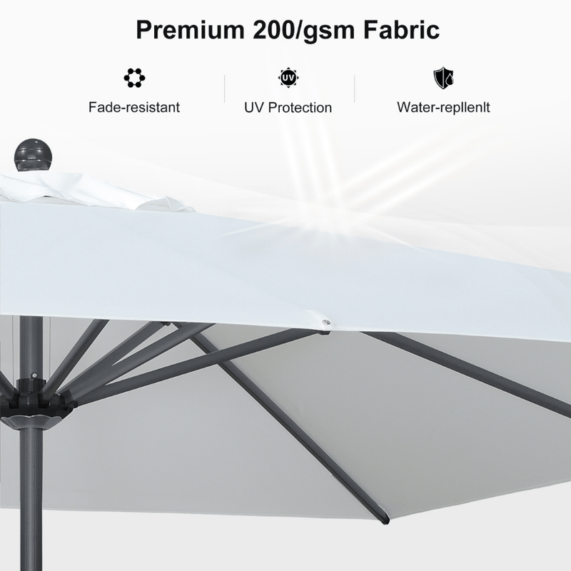 PURPLE LEAF Aluminum Patio Table Umbrella Heavy Duty Market Umbrella with Base