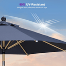 PURPLE LEAF Wood Pattern Tilting Patio Table Umbrella with Base, Outdoor Market Umbrella