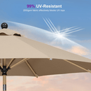 PURPLE LEAF Wood Pattern Tilting Patio Table Umbrella with Base, Outdoor Market Umbrella